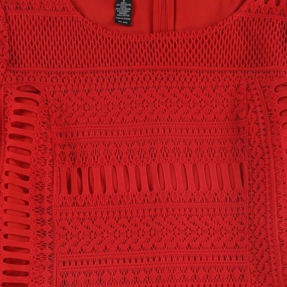 ALFANI CROCHET ILLUSION DRESS RED - Picture 6 of 6